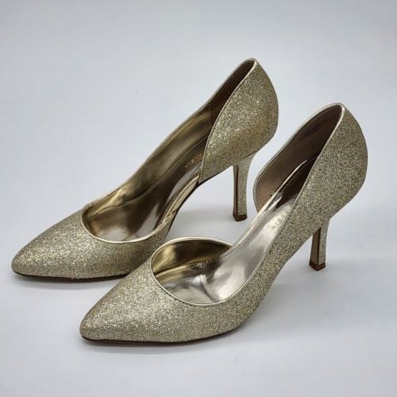 Anne Klein Woman's Gold Glittery High Heels Size 8 1/2 AKZYZ3 - Picture 3 of 8